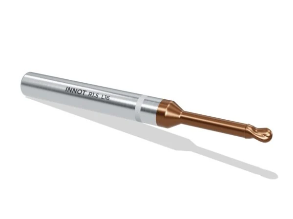 2-flute ball nose end mill with long cylindrical neck